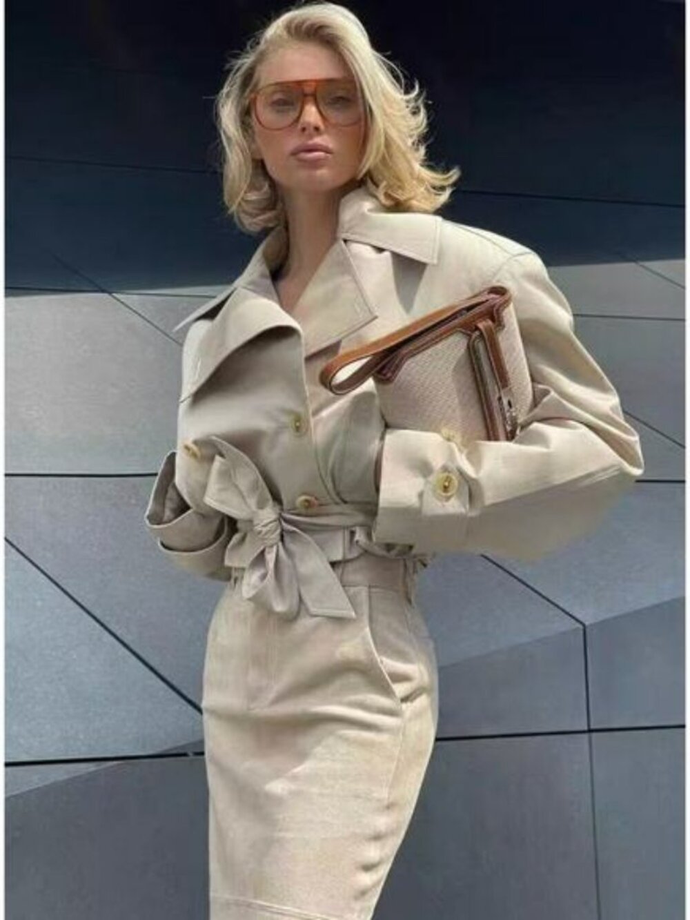 HELSA oversized cropped trench
